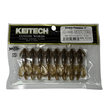 Силикон Keitech Crazy Flapper 2" #438 Green Pumpkin Fire (8 шт/уп),1551.05.75