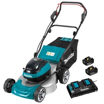 Акумуляторна газонокосарка Makita DLM466PT2, 2x5.0Ah, з/п DC18RD
