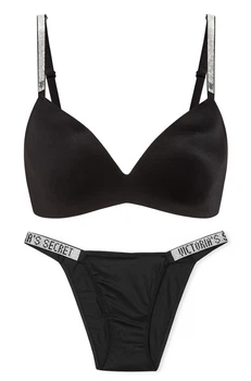 Комплект Shine Push up Victoria’s Secret Чорний 38C-M