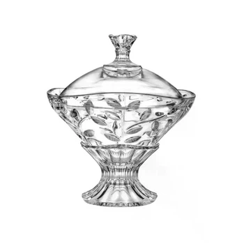 Цукерниця з кришкою RCR Laurus Прозора з кришталевого скла 18 см (163-135-25731020506)