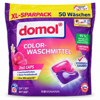 Капсули для прання кольорових тканин domol 2 в 1, 50 прань
