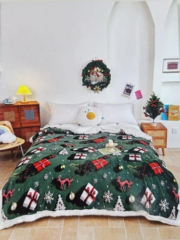 Новогодний плед-пододеяльник на овчине Malloory Home 150*200 Подарки к Рождеству