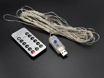 Гирлянда светодиодная Роса питание от USB с пультом управления 8 режимов свечения 10 м Холодный белый (AO-32)
