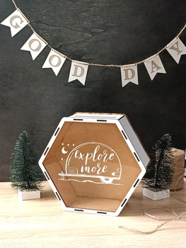 Копилка шестигранная 180 дней Explore more УФ-печать сборная для купюр и монет 22х20х8 см Белый (KP-149)