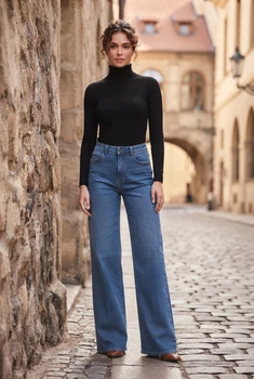 Жіночі блакитні джинси wide leg з високою посадкою esmara (розмір 34 EU-40 UA-XS/S)