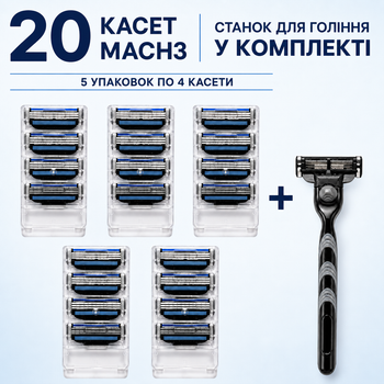 Набір змінних касет для гоління Mach3: 20шт та станок у подарунок