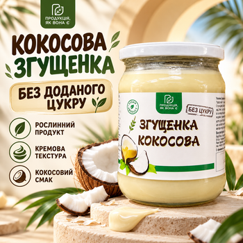 Кокосовая сгущенка без сахара Продукция как она есть 540 г натуральная растительная вареная сгущенка на кокосовом молоке с мальтитолом без добавленного сахара густая кремовая для кофе десертов кремов выпечки блинов сырников каш смузи