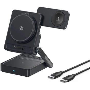 Беспроводное Зарядное Устройство Baseus PicoGo AF21 3-in-1 Qi2.2 35W + кабель Type-C to Type-C (1m) black (E0205402)