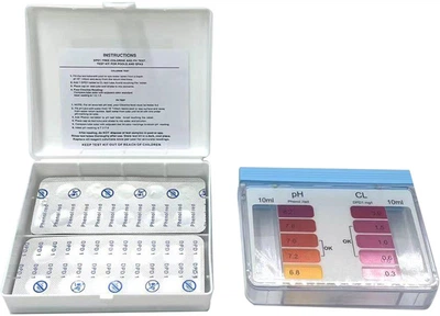Тестер для бассейна AquaDoctor Box Cl/pH таблеточный, для pH и свободного хлора, 20 тестов