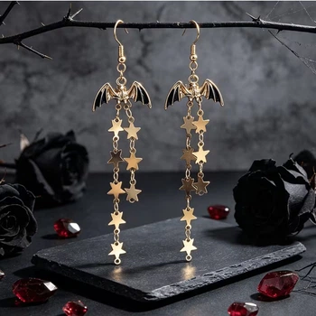 Сережки Кажани з зірками золотисті, 3067-1