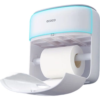 Коробка для туалетного паперу Ecoco, двошарова, настінна, без свердління, велика місткість, універсальний тримач для рулонів паперу