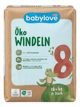 Подгузники Babylove nature 8 (18+кг) 21 шт
