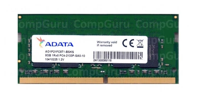 Оперативна пам'ять для ноутбука ADATA DDR4 8GB 2133MHz SO-DIMM PC4-2133P (AO1P21FC8T1-BSKS)