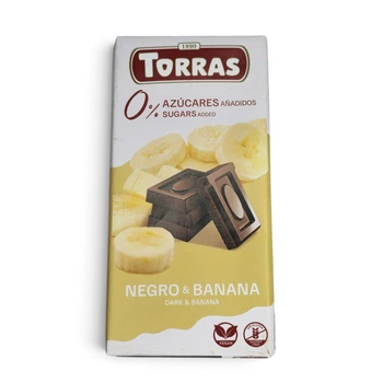 Шоколад чорний Torras без цукру з бананом 75 г
