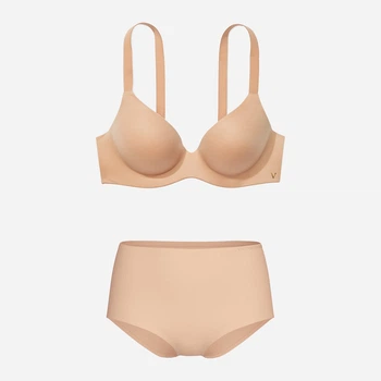 Комплект женского белья (бюстгальтер + трусики-слипы) Victoria's Secret 142411162 38D/XL Бежевый (1161065470)