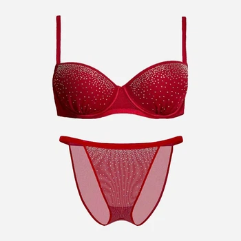 Комплект женского белья (бюстгальтер + трусики-бикини) Victoria's Secret 656994722 34A/S Красный (1161050426)