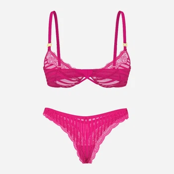 Комплект женского белья (бюстгальтер + трусики-танга) Victoria's Secret 808675929 38D/XL Розовый (1162083772)