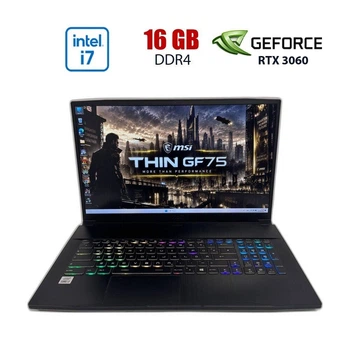 Игровой ноутбук MSI GF75 Thin 10UEK / 17.3" (1920x1080) IPS / Intel Core i7-10750H (6 (12) ядер по 2.6 - 5.0 GHz) / 16 GB DDR4 / 512 GB SSD M.2 NVMe / nVidia GeForce RTX 3060, 6 GB GDDR6, 192-bit / WebCam б/у