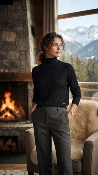 Жіночий гольф з кашеміром та люрексом moni&co (італія), розмір l/xl, чорний