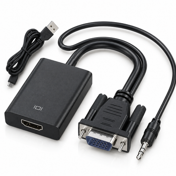 Перехідник VGA to HDMI дод. живлення та аудіо 3.5мм 77211