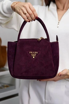 Сумка замшева Prada 932805 бургунді