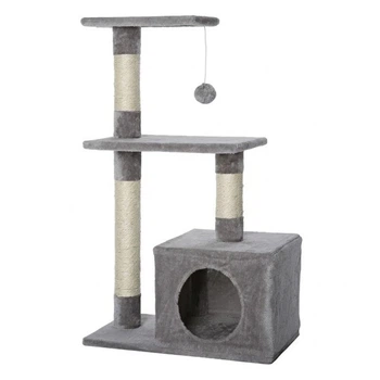Ігровий комплекс для котів RIAS з будиночком і полицями 30x50x85 см Grey (3_08781)