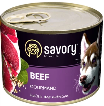 Вологий корм для дорослих собак Savory з яловичиною 200 г (30426) (4820232630426)