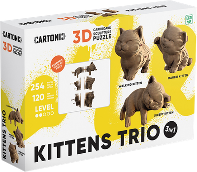 3D пазл-конструктор Cartonic Тріо кошенят 254 елементи (4820191134614)
