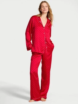 Пижама (рубашка + штаны) женская больших размеров Victoria's Secret 160233758 XL Красная (1162768804)