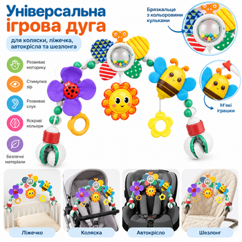 Игровая дуга для младенцев универсальная для кроватки тележка автокресла и шезлонга