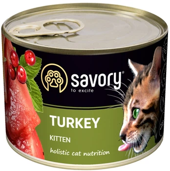 Вологий корм для кошенят Savory з індичкою 200 г (30686) (4820232630686)