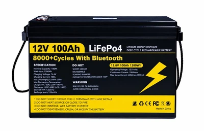 Акумулятор LiFePO4 LITH-TECH 12,8V 100Ah з BMS,BlUETOOTH, GRADE A,літій-залізо-фосфатна батарея для ДБЖ, RV, сонячних систем, струм розряду 100A