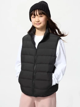 Дитячий подовжений стьобаний дутий жилет для дівчинки Uniqlo 368138922 122 см Черный (1159859675)