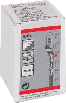 Пиляльні полотна Bosch для лобзика T 119 BO Basic for Wood HCS 100 шт (3165140067461)