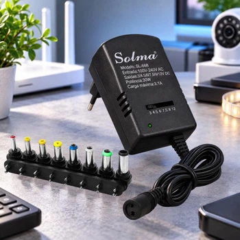 Универсальный блок питания Solma SL-668 с регулировкой напряжения от 3 до 12В и 8 съемными штекерами 30Вт