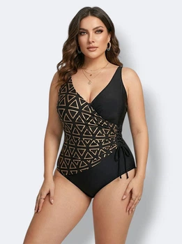 Цельный женский купальник Fuba 26073-2 черный-бежевый 54 (3XL)