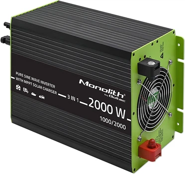Гибридный инвертор Qoltec Monolith 1 кВт 12В 1-фазный 51913 (5901878519135)