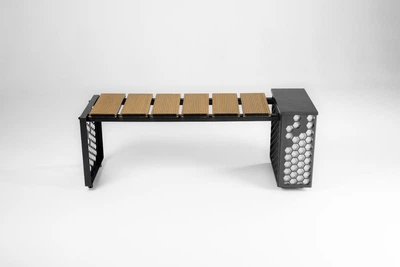 Лавка Moderna Plus-S зі скринею сталь Антрацит терасна дошка Дуб( LMoskSTDd)