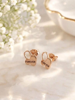 Сережки-пусети «Серце Forever» з медичного золота Xuping