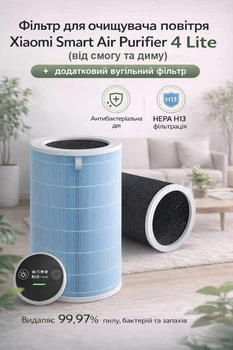 Антиалергенний фільтр для очищувача повітря Xiaomi Smart Air Purifier 4 Lite (від смогу і диму) + додатковий вугільний фільтр