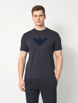 Футболка хлопковая длинная мужская Emporio Armani 11771 M Темно-синяя (smt2000000047935)