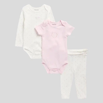 Дитячий комплект (боді 2 шт + штанці) для дівчинки Calvin Klein 408858752 74 см Молочний/Рожевий (1159862515)
