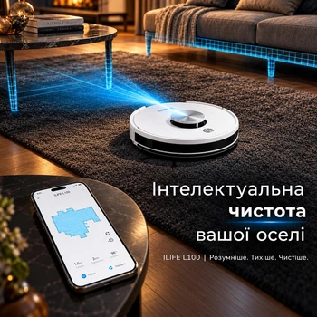 Робот-пылесос ILIFE L100 белый для сухой и влажной уборки с поддержкой Wi-Fi