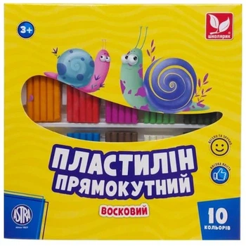 Пластилин прямоугольный Школярик 10 цветов