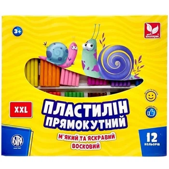 Пластилин восковой прямоугольный Школярик 12 цветов