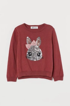Детский хлопковый свитер для девочки h&m 0860624 134-140 ( 9-10 лет) Коричневый