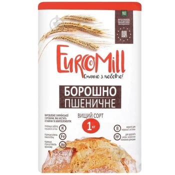 Мука пшеничная высший сорт ТМ EuroMill вес упаковки 1 кг