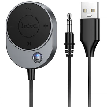 Bluetooth аудио ресивер Hoco E150 Path AUX 3.5mm USB-A Metal gray