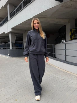 Спортивный костюм из флиса воротник стойка 1003 K5 fashion 42-44 графит