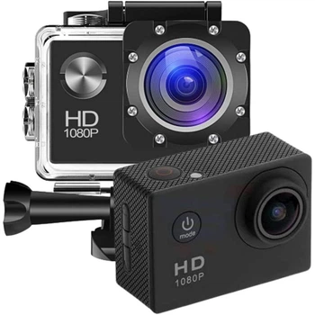 Экшн камера HD 1080P, A7, водонепроницаемая / Спортивная экшнкамера с набором креплений и боксом